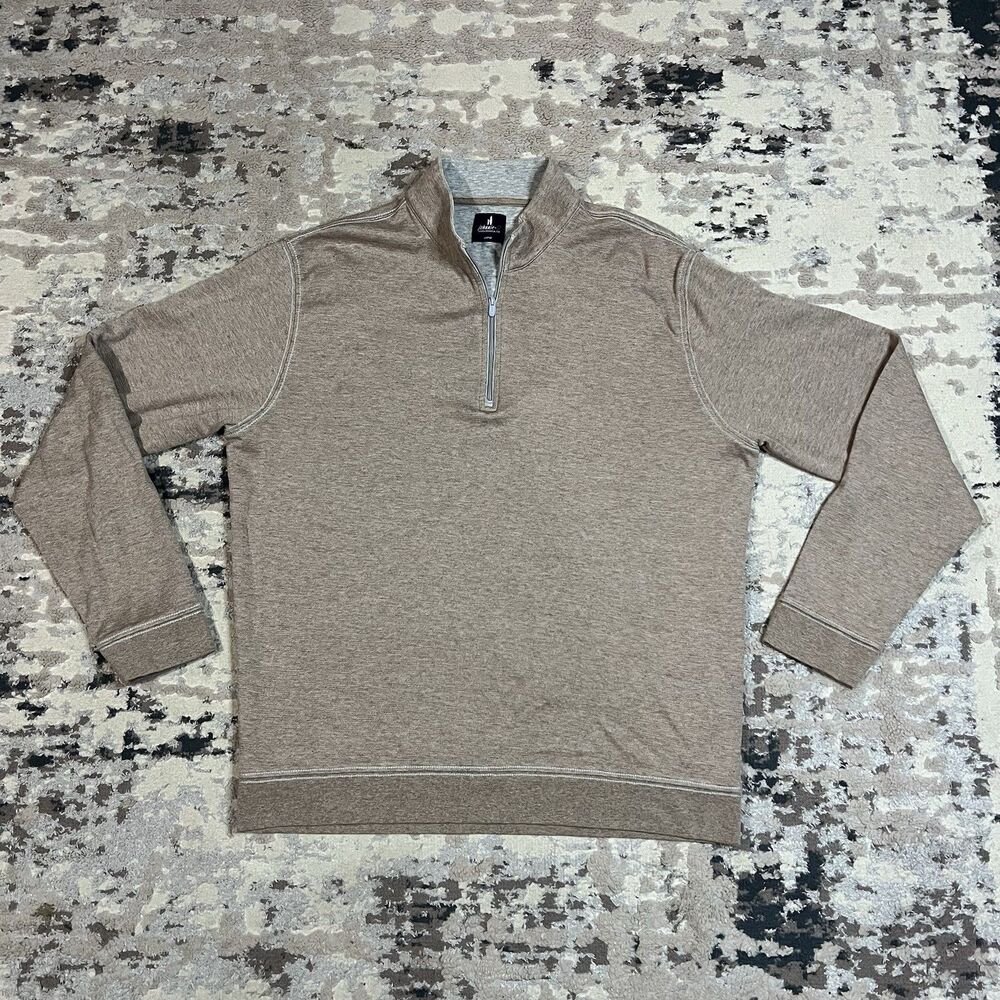 Johnnie-O Jacket Mens Sz L Beige 1/4 Zip Sully Long Sleeve Performance Pullover
